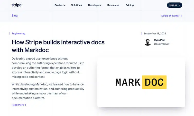 Stripe Interactive Docs Site Screenshot