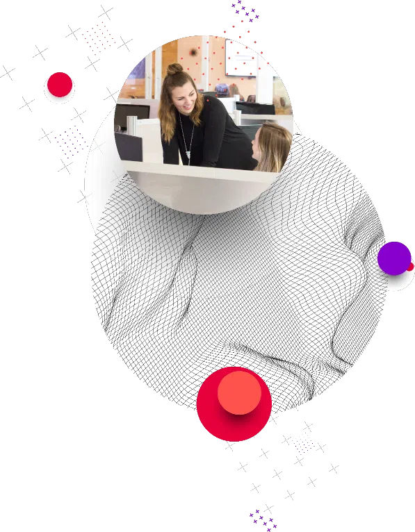 Abstract image with girls working