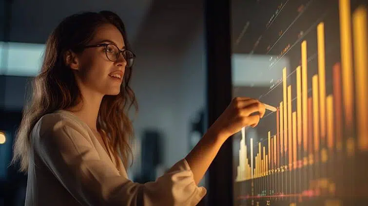 person-presenting-and-evaluating-data-chart-illustration